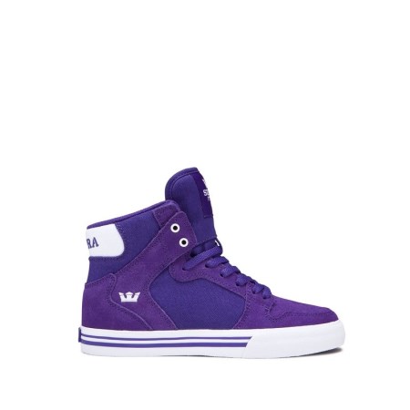 Supra Vaider Kids High Tops Shoes Purple UK 24FHK